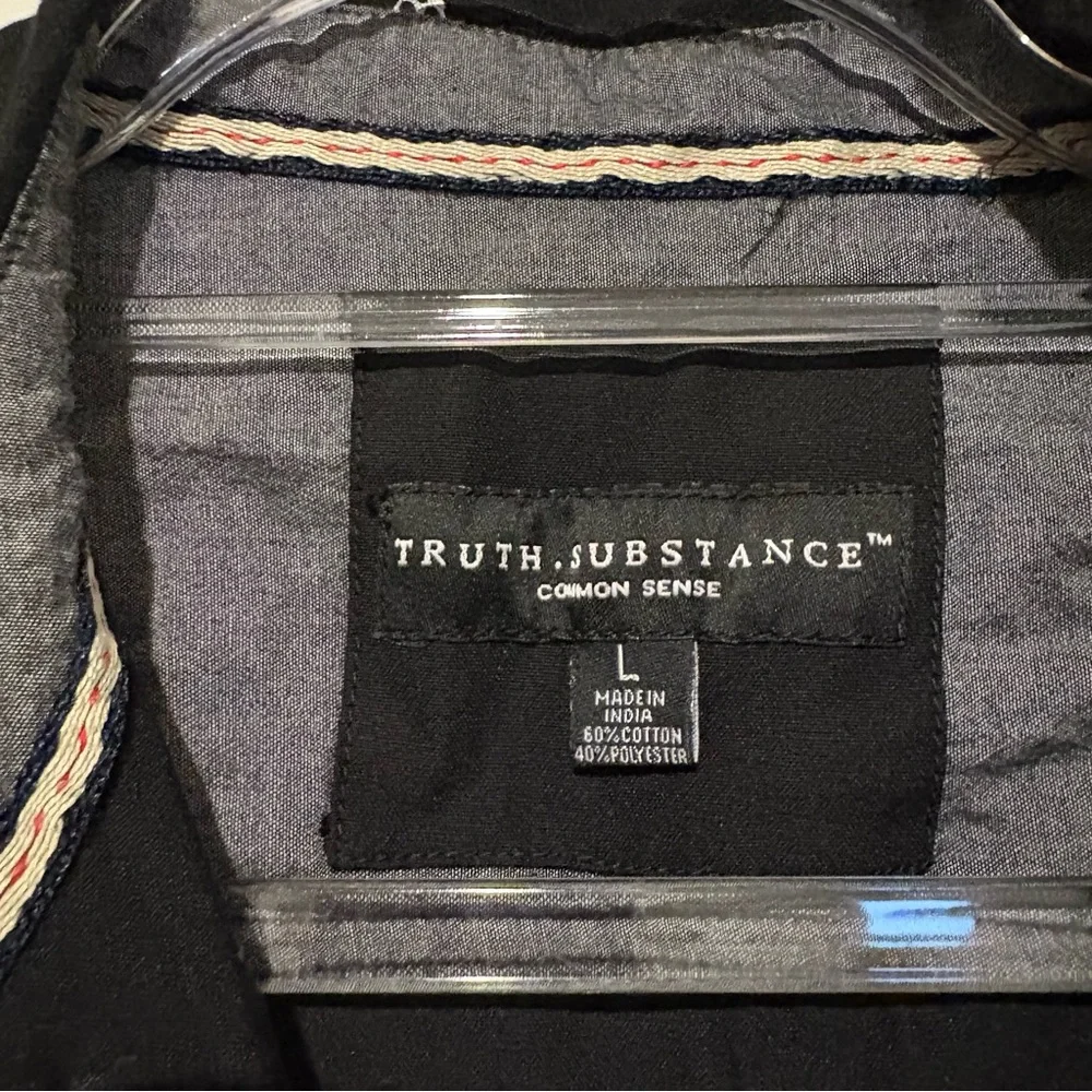 Truth Substance Common Sense Skull Print Slim Fit Short Sleeve Shirt Black Large